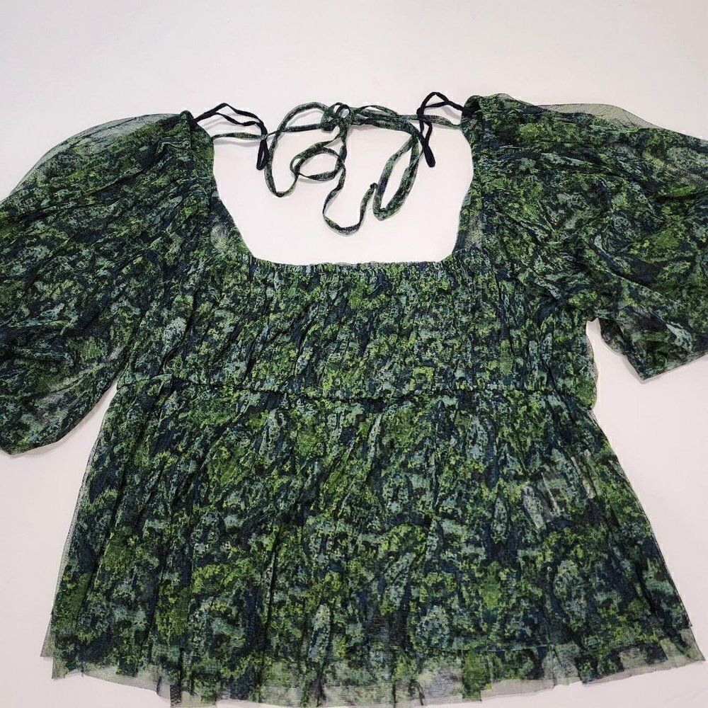 NWT - Free People Women's - XL - Penelope Top Deep Sea Combo Green - Picture 10 of 12